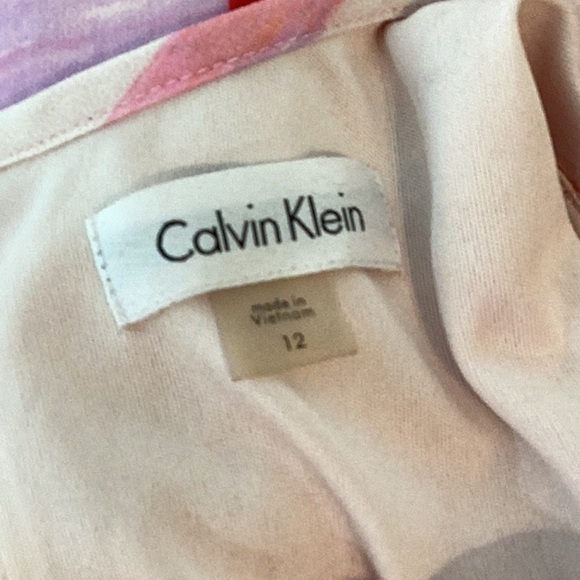 Calvin Klein Watermelon Stripe Georgette Shift Dress Size 12 - Picture 6 of 7